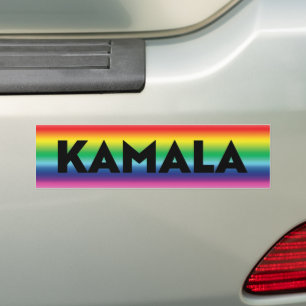 Autocollant De Voiture Kamala, typographie noire, orbite arc-en-ciel