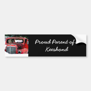 Autocollant De Voiture Keeshond Noël Vieux Camion Peinture Chien Art