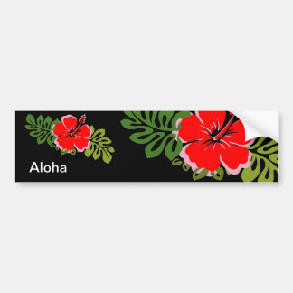 Autocollant De Voiture Ketmie et feuille rouges