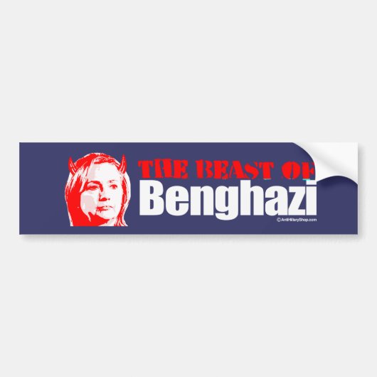 Autocollant De Voiture La bête de Benghazi - Anti-Hillary - blanc - .pn (Devant)
