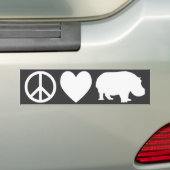 Autocollant De Voiture L'amour de la paix et les hippopotames (En voiture)