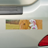 Autocollant De Voiture Lapin blanc et cheval jaune blond (En voiture)