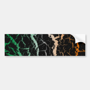Autocollant De Voiture Lave de l'espace fissuré - Vert/Blanc/Orange