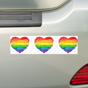 Autocollant De Voiture Le cœur arc-en-ciel de SlipperyJoe griffonné tourb