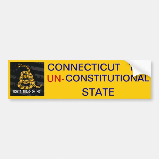 Autocollant De Voiture Le Connecticut l'état inconstitutionnel (Devant)