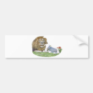 Autocollant De Voiture Le lion et l'agneau art chrétien