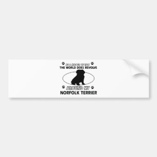 Autocollant De Voiture Le monde tourne autour de mon terrier de Norfolk