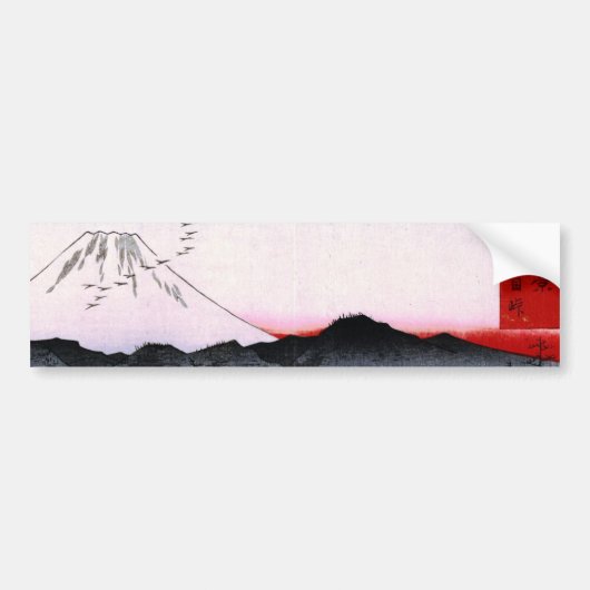 Autocollant De Voiture Le mont Fuji et oiseaux au Japon circa des 1800s (Devant)
