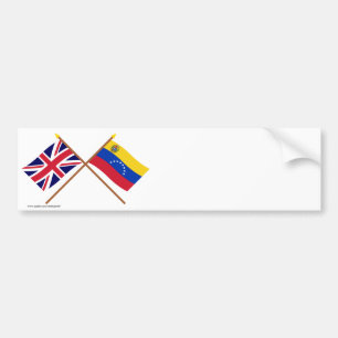 Autocollant De Voiture Le R-U et les drapeaux croisés par Venezuela