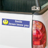 Autocollant De Voiture Le sourire, Jésus vous aime (Sur camion)