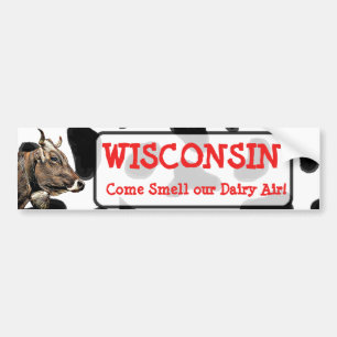 Autocollant De Voiture Le Wisconsin, sentent notre chemise de vache à