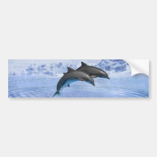 Autocollant De Voiture Les dauphins dans la mer bleu clair