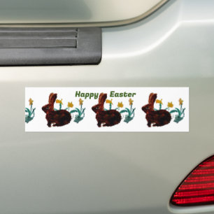Autocollant De Voiture Les lapins du printemps jonquille joyeuse Pâques