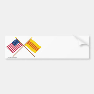 Autocollant De Voiture Les USA et drapeaux croisés du Vietnam du Sud