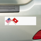 Autocollant De Voiture Les USA et drapeaux croisés par Suisse (En voiture)