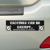 AUTOCOLLANT DE VOITURE LES VACCINS PEUVENT ÊTRE EXEMPTS. (En voiture)