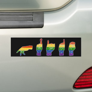 Autocollant De Voiture LGBT Parties scintillant Rainbow ASL Pride