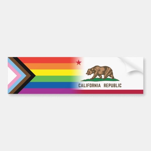 Autocollant De Voiture LGBTQ Inclusive Progress Pride Drapeau Californie (Devant)