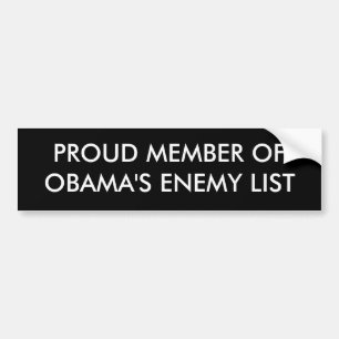 AUTOCOLLANT DE VOITURE LISTE ENNEMIE DU MEMBRE OFOBAMA FIER