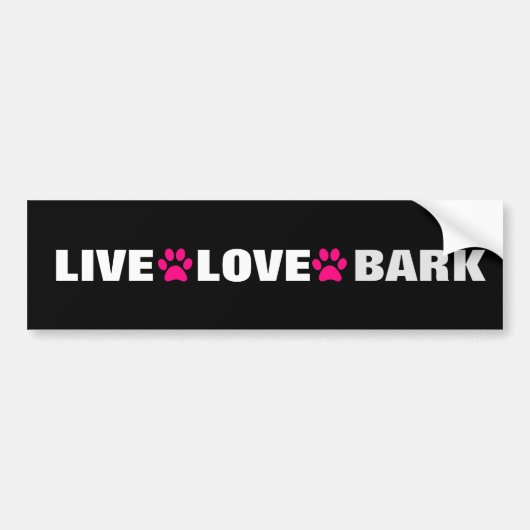 AUTOCOLLANT DE VOITURE LIVE LOVE BARK (Devant)
