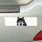 Autocollant De Voiture Loup noir et blanc (En voiture)