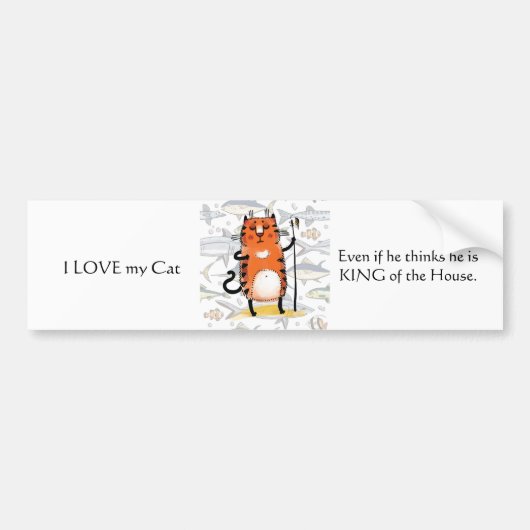 Autocollant De Voiture Love My Cat Bumper Sticker (Devant)