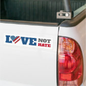 Autocollant De Voiture Love Not Hate USA Drapeau Bold Rustic Heart Blanc (Sur camion)