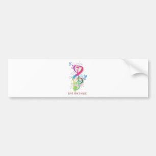 Autocollant De Voiture Love Peace Music Splatter tournoie des fleurs oise