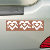 Autocollant De Voiture Love White sur Brown (En voiture)