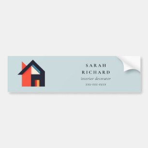 Autocollant De Voiture Maison Moderne Logo Coloré Agent Immobilier Bleu R