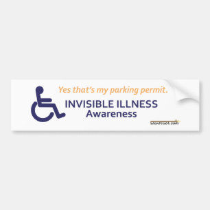 Autocollant De Voiture Maladie invisible de fauteuil roulant