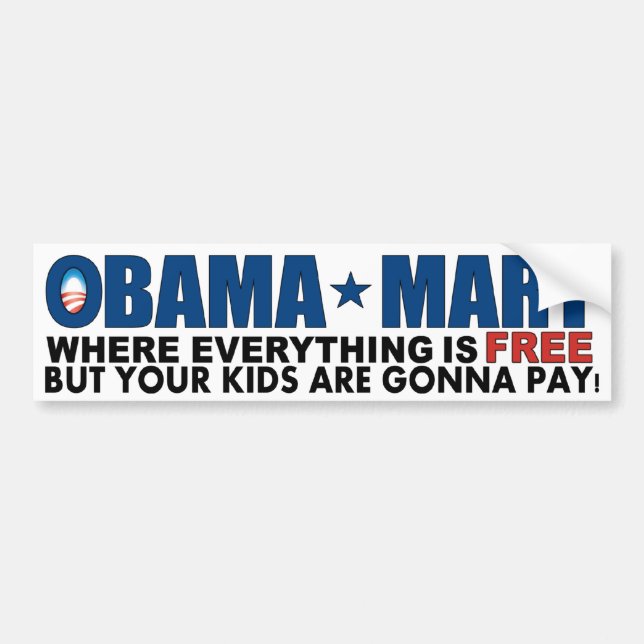 Autocollant De Voiture Marché d'Obama - où tout est libre ! (Devant)