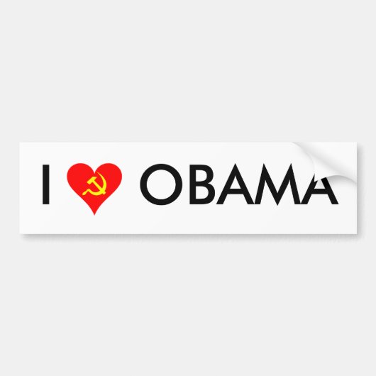 Autocollant De Voiture (Marteau et faucille) amour Obama d'I [BLANC] (Devant)