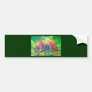 Autocollant De Voiture Mer de vert avec des joncs Abstraits cubes
