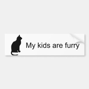 Autocollant De Voiture Mes enfants sont furry (Silhouette de chat) Sticke