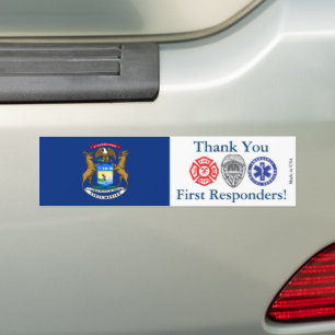 Autocollant De Voiture Michigan Merci premiers intervenants