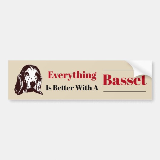 Autocollant De Voiture Mieux Avec Un Basset (Devant)