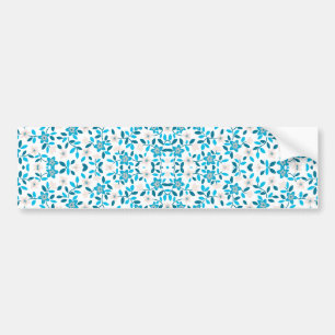 Autocollant De Voiture Mignons motifs de fleurs de printemps bleues blanc