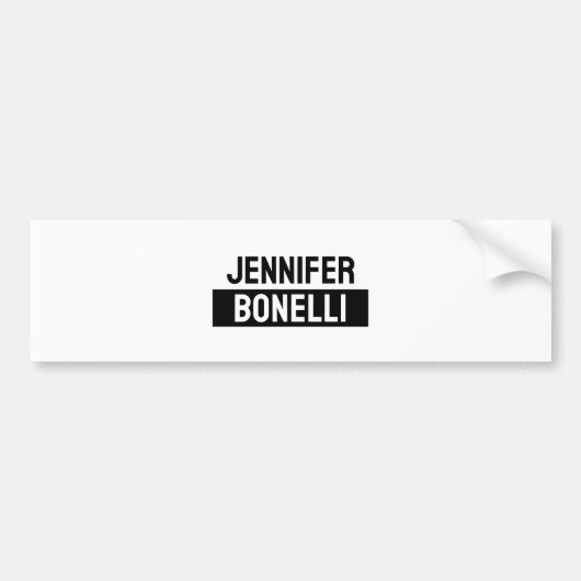 Autocollant De Voiture Minimalist Black & White Plain Elegant Modern Name (Devant)