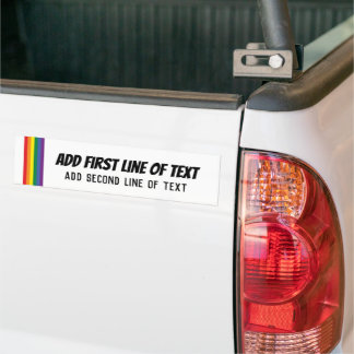 Autocollant De Voiture Modèle de texte personnalisé 2 lignes Rainbow Prid