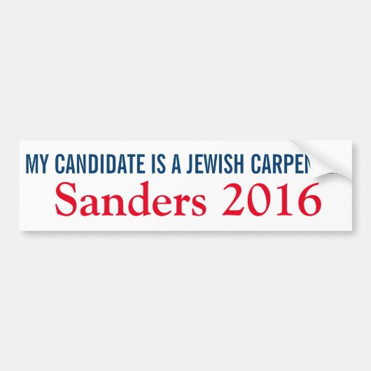 Autocollant De Voiture Mon candidat est un charpentier juif (Devant)