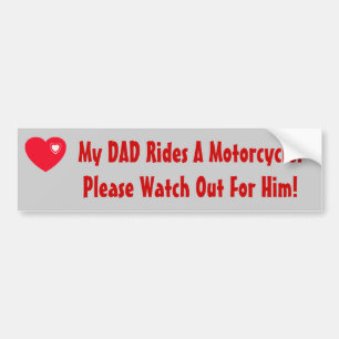 Autocollant De Voiture Mon papa monte une moto ! observez pour lui, coeur