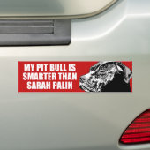 AUTOCOLLANT DE VOITURE MON PITBULL EST UN BUMPERSTICKER PLUS FUTÉ (En voiture)