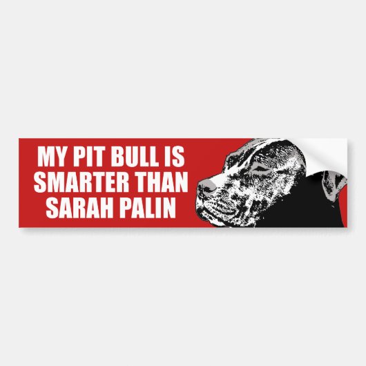 AUTOCOLLANT DE VOITURE MON PITBULL EST UN BUMPERSTICKER PLUS FUTÉ (Devant)