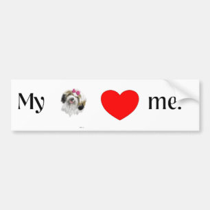 Autocollant De Voiture Mon tzu de shih m'aime