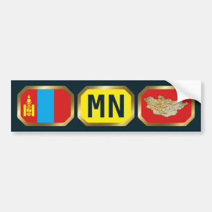 Autocollant De Voiture Mongolia Flag Map Code Bumper Sticker