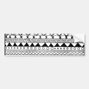Autocollant De Voiture Motif aztèque tiré par la main blanc noir origin
