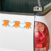 Autocollant De Voiture Motif Octopus Orange Et Vagues Bleues (Sur camion)