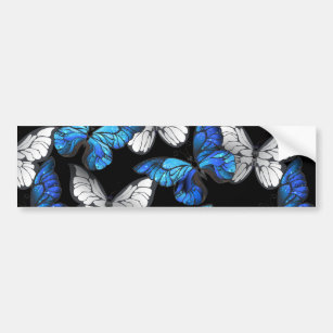 Autocollant De Voiture Motif sans couleur foncée avec papillons bleus Mor