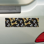 Autocollant De Voiture Motif sans couture avec libellules d'or (En voiture)